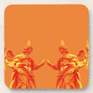 Orangefarbene digitale Kunst mit Skulpturen Getränkeuntersetzer