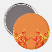 Orangefarbene digitale Kunst mit Skulpturen Magnet (Vorderseite/Rückseite)