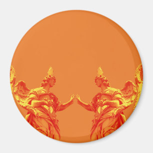 Orangefarbene digitale Kunst mit Skulpturen Magnet