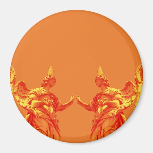 Orangefarbene digitale Kunst mit Skulpturen Magnet (Vorne)