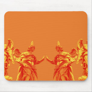Orangefarbene digitale Kunst mit Skulpturen Mousepad