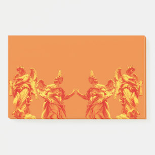 Orangefarbene digitale Kunst mit Skulpturen Post-it Klebezettel