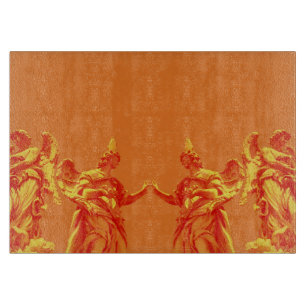 Orangefarbene digitale Kunst mit Skulpturen Schneidebrett