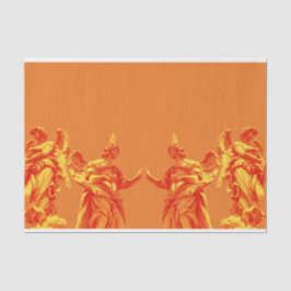 Orangefarbene digitale Kunst mit Skulpturen Seidenpapier