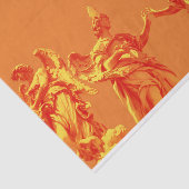 Orangefarbene digitale Kunst mit Skulpturen Seidenpapier (Ausschnitt)