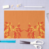 Orangefarbene digitale Kunst mit Skulpturen Seidenpapier (Handwerk)