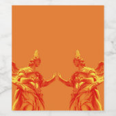 Orangefarbene digitale Kunst mit Skulpturen Weinetikett (Einzelnes Label)