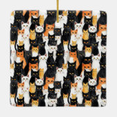 Orangefarbene Dosen und Katzen Mittlere Geschenktü Keramikornament (Rückseite)