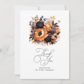 Orangefarbene, dunkle Lila und schwarze Blütenhoch Dankeskarte (Vorderseite)