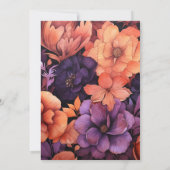 Orangefarbene, dunkle Lila und schwarze Blütenhoch Einladung (Rückseite)