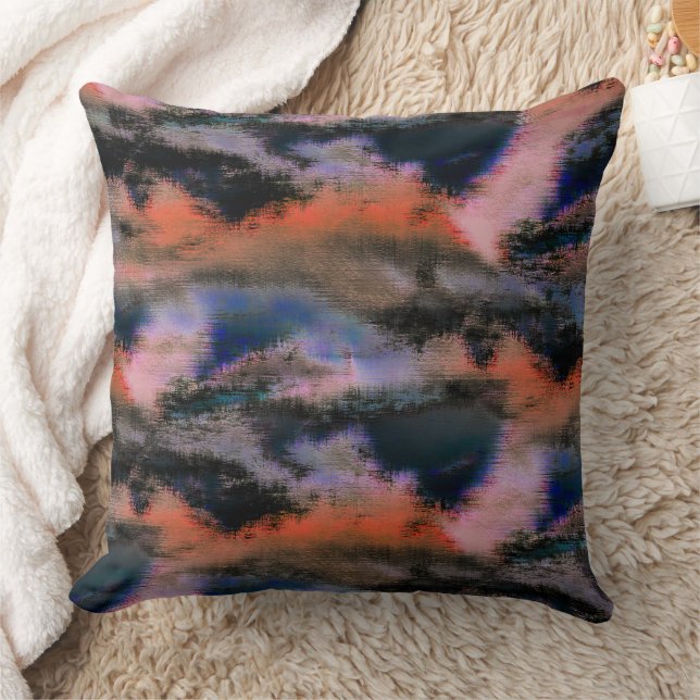 Orangefarbene dunkle Wolken Textur drizzed Offset Kissen (Decke)