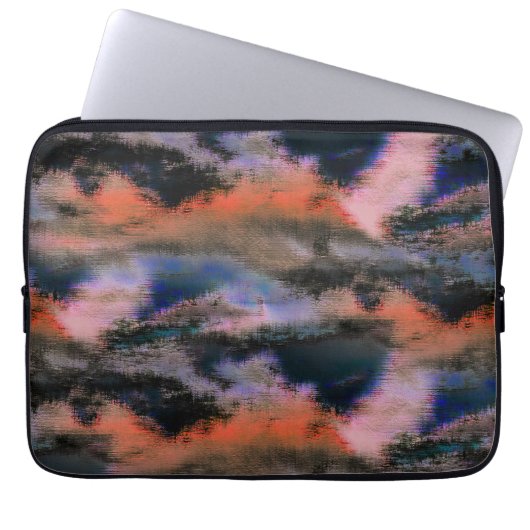 Orangefarbene dunkle Wolken Textur drizzed Offset Laptopschutzhülle (Vorderseite)
