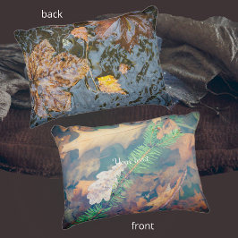 Orangefarbene Eichen unter Wasser Blätter Dekokissen