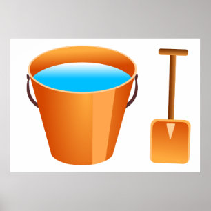 Orangefarbene Eimer und Späne Poster