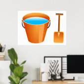 Orangefarbene Eimer und Späne Poster (Heimbüro)