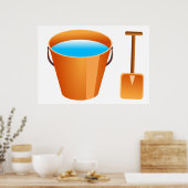 Orangefarbene Eimer und Späne Poster (Küche)