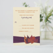 Orangefarbene, Elfenbeinkühe, Lila getrocknete Blä RSVP Karte (Stehend Vorderseite)