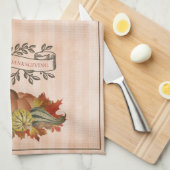 Orangefarbene Erntedank Pumpkins und Squash Geschirrtuch (Viertel Falte)