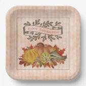Orangefarbene Erntedank Pumpkins und Squash Pappteller (Vorderseite)