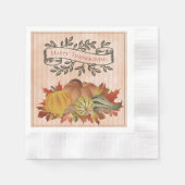 Orangefarbene Erntedank Pumpkins und Squash Serviette (Vorderseite)