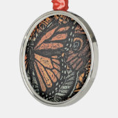 Orangefarbene Fantasie abstrakte Kunst Silbernes Ornament (Links)