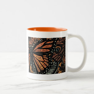 Orangefarbene Fantasie abstrakte Kunst Zweifarbige Tasse