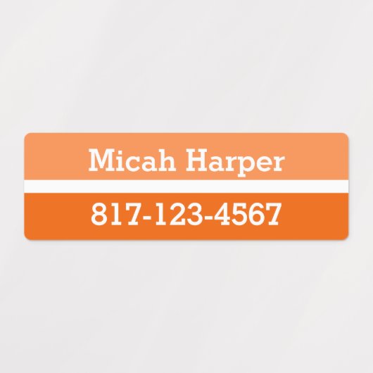 Orangefarbene Farbblockklemme - Medium Rechteck Etiketten (Design 1)