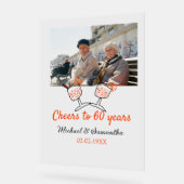 Orangefarbene Feier bis 60 Jahre Hochzeit Acrylschild (Winkel)