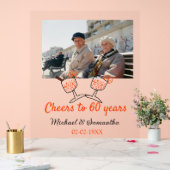 Orangefarbene Feier bis 60 Jahre Hochzeit Acrylschild (Hochzeit)