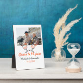 Orangefarbene Feier bis 60 Jahre Hochzeit Fotoplatte (Seite)