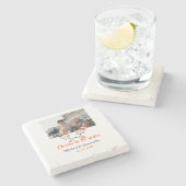 Orangefarbene Feier bis 60 Jahre Hochzeit Steinuntersetzer (Seitenansicht)