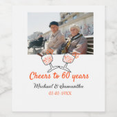 Orangefarbene Feier bis 60 Jahre Hochzeit Weinetikett (Einzelnes Label)
