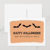 Orangefarbene Fledermäuse Halloween Postkarte (Vorne/Hinten)