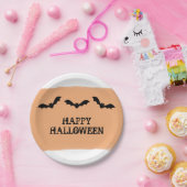 Orangefarbene Fledermäuse Halloween Teller (Party)