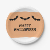 Orangefarbene Fledermäuse Halloween Teller (Vorderseite)