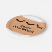 Orangefarbene Fledermäuse Halloween Teller (Schrägansicht)