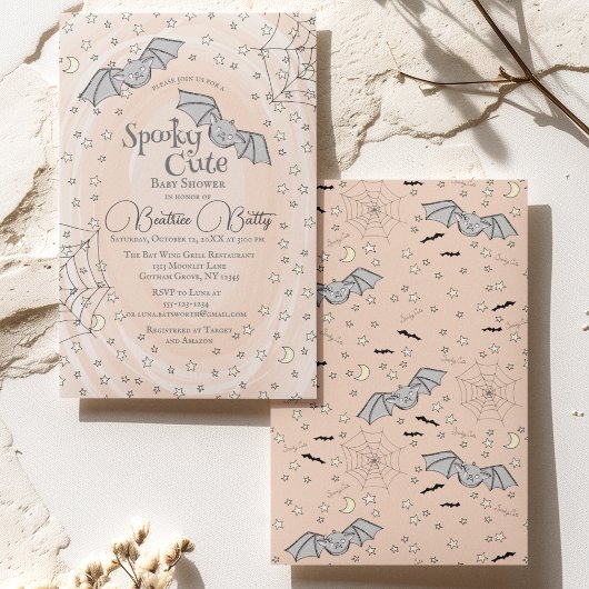 Orangefarbene Fledermäuse Niedliche Kinderdusche Einladung