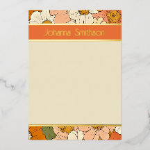 Orangefarbene Florale Groove Vertikale Folien-Pape