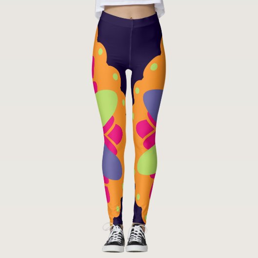 Orangefarbene Formen Leggings (Vorderseite)