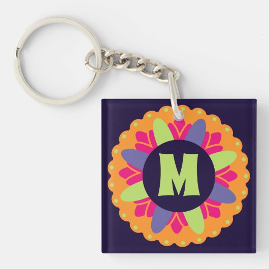 Orangefarbene Formen Schlüsselanhänger (Vorderseite)