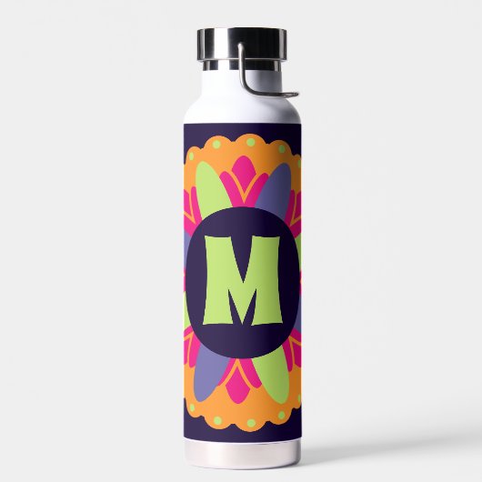 Orangefarbene Formen Trinkflasche (Links)