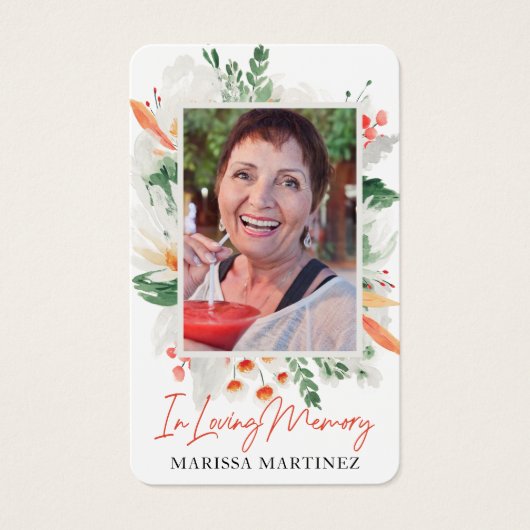 Orangefarbene Foto Beerdigungskarten (Vorderseite)