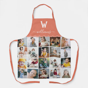 Orangefarbene Fotomaterial Mit Monogramm Schürze