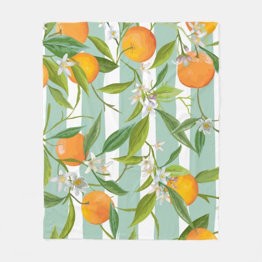 Orangefarbene Früchte: Nahtlos Vintag. Fleecedecke (Vorderseite)