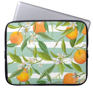 Orangefarbene Früchte: Nahtlos Vintag. Laptopschutzhülle