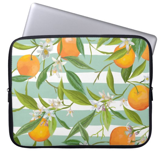 Orangefarbene Früchte: Nahtlos Vintag. Laptopschutzhülle (Vorderseite)