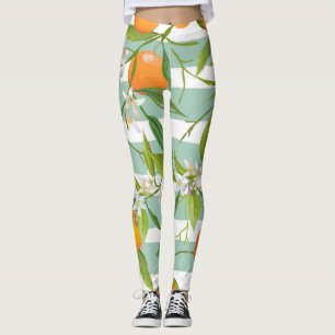 Orangefarbene Früchte: Nahtlos Vintag. Leggings