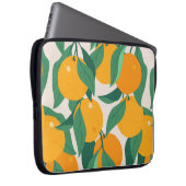 Orangefarbene Früchte und Blätter nahtlos Laptopschutzhülle (Vorne Rechts)