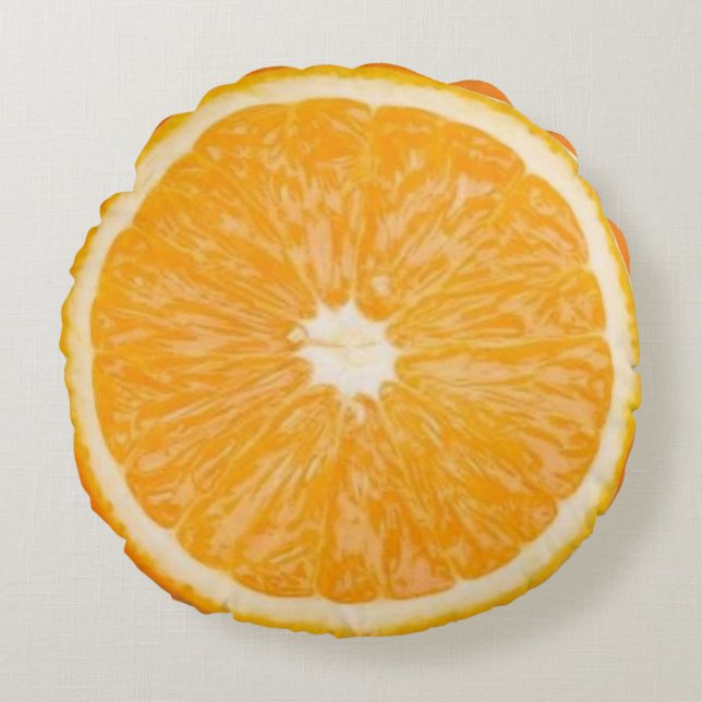 Orangefarbene Fruchtkissen Rundes Kissen (Vorderseite)