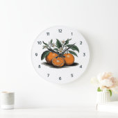 Orangefarbene Fruchtuhr mit schwarzen Zahlen Große Wanduhr (Zuhause)